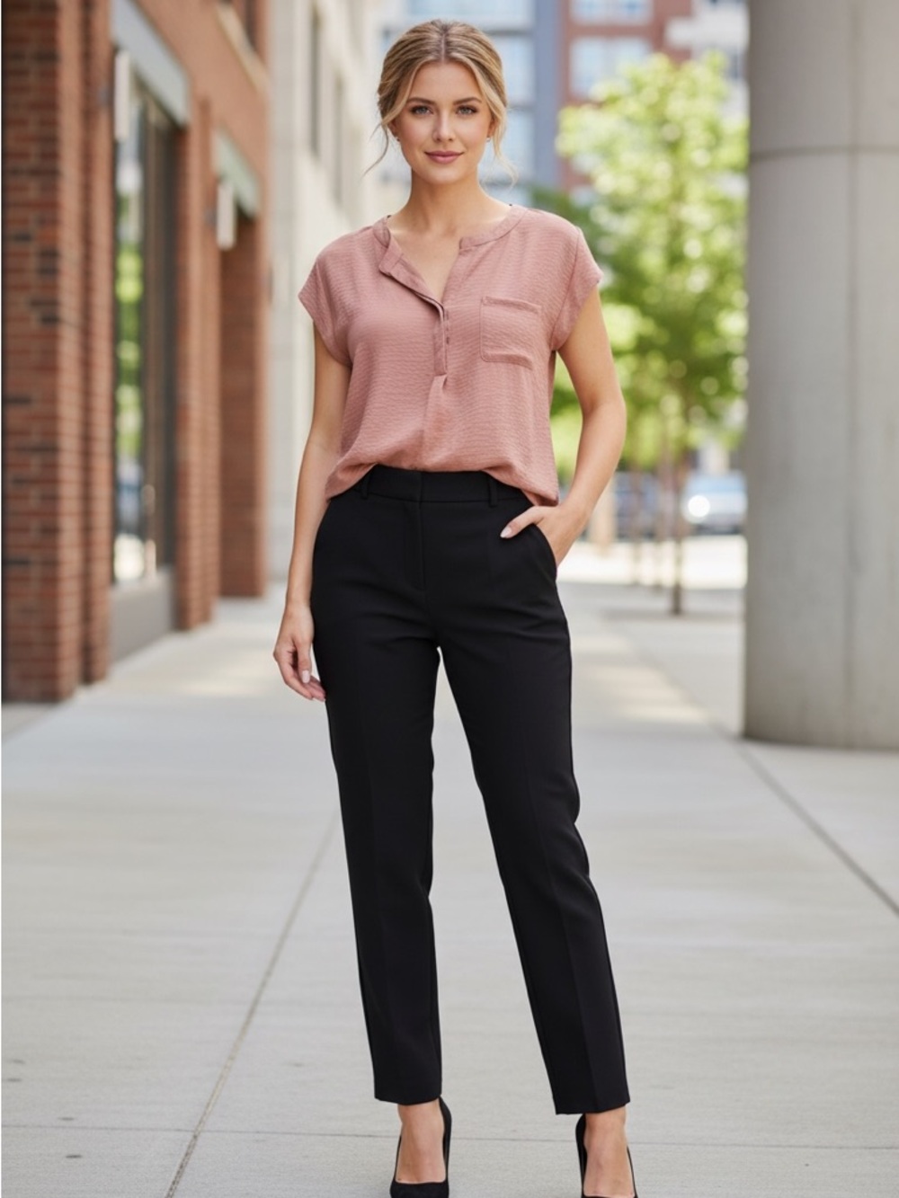 Dusty Pink Work/Career Blouse Cool Soft and Flowy Feminine